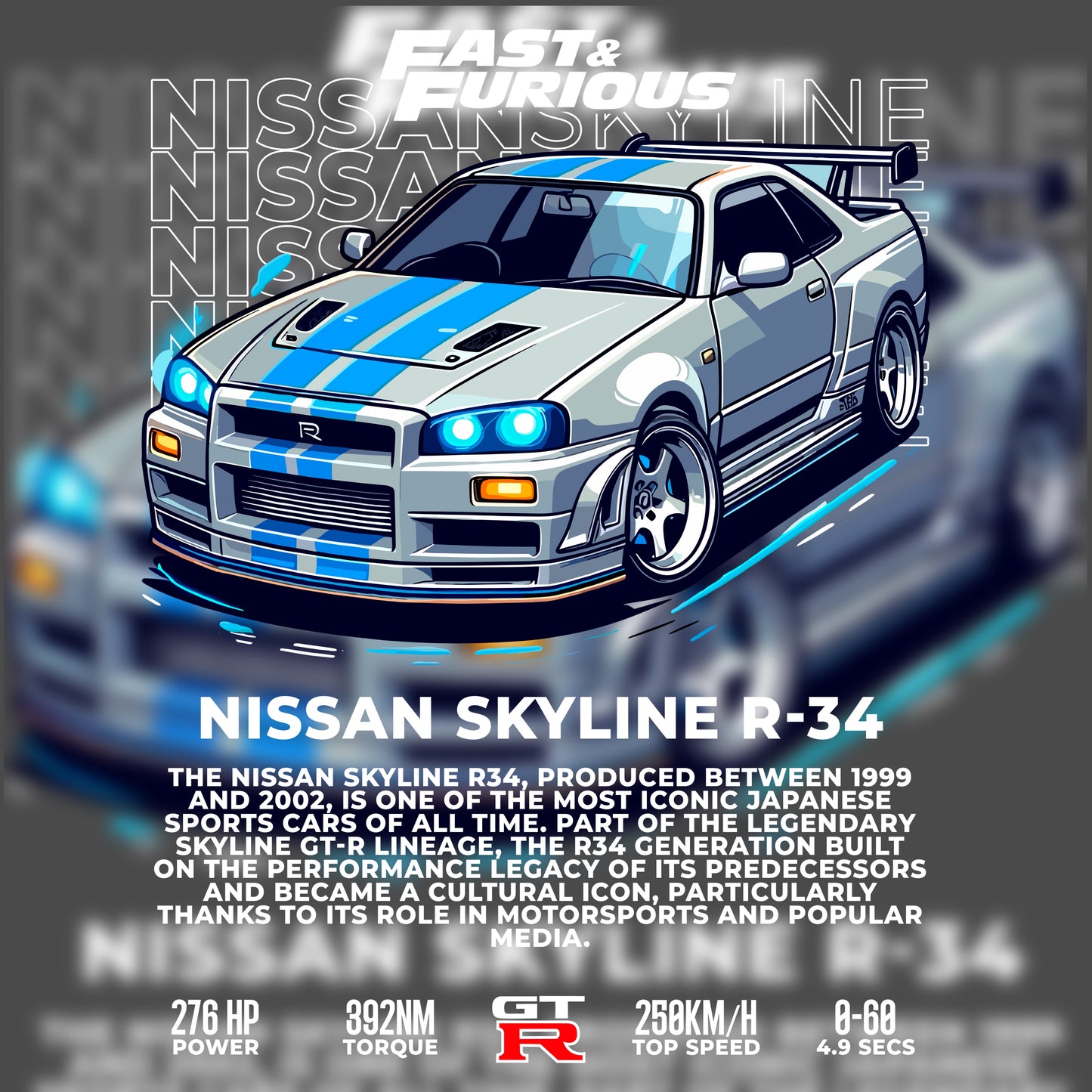 Fast and furious R34 hoodie vol.2